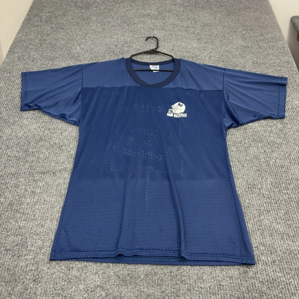 Vintage NorthEast Majestic Jersey Mens L Blue Nylon Mesh Graphic Sporty Style